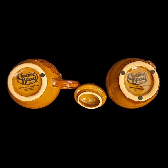 Cracker Barrel Bountiful Harvest Stoneware Sugar & Creamer Set Acorn Oak Leaf - Picture 6 of 7